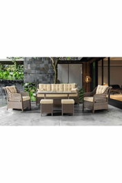 Hanah Home Conjunto de Jardín Rondi Crema y Marrón